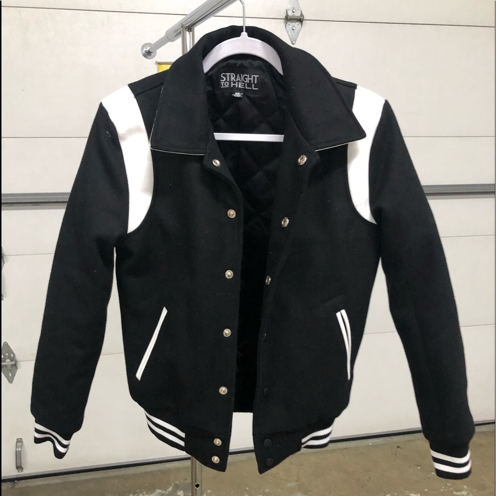 Straight to Hell Varsity JET B&W Jacket XS